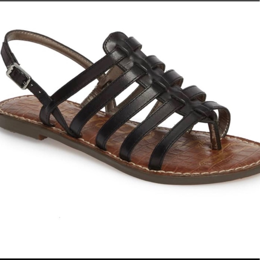 SAM EDELMAN Black Gold Garland Gladiator Leather Sandals 6M